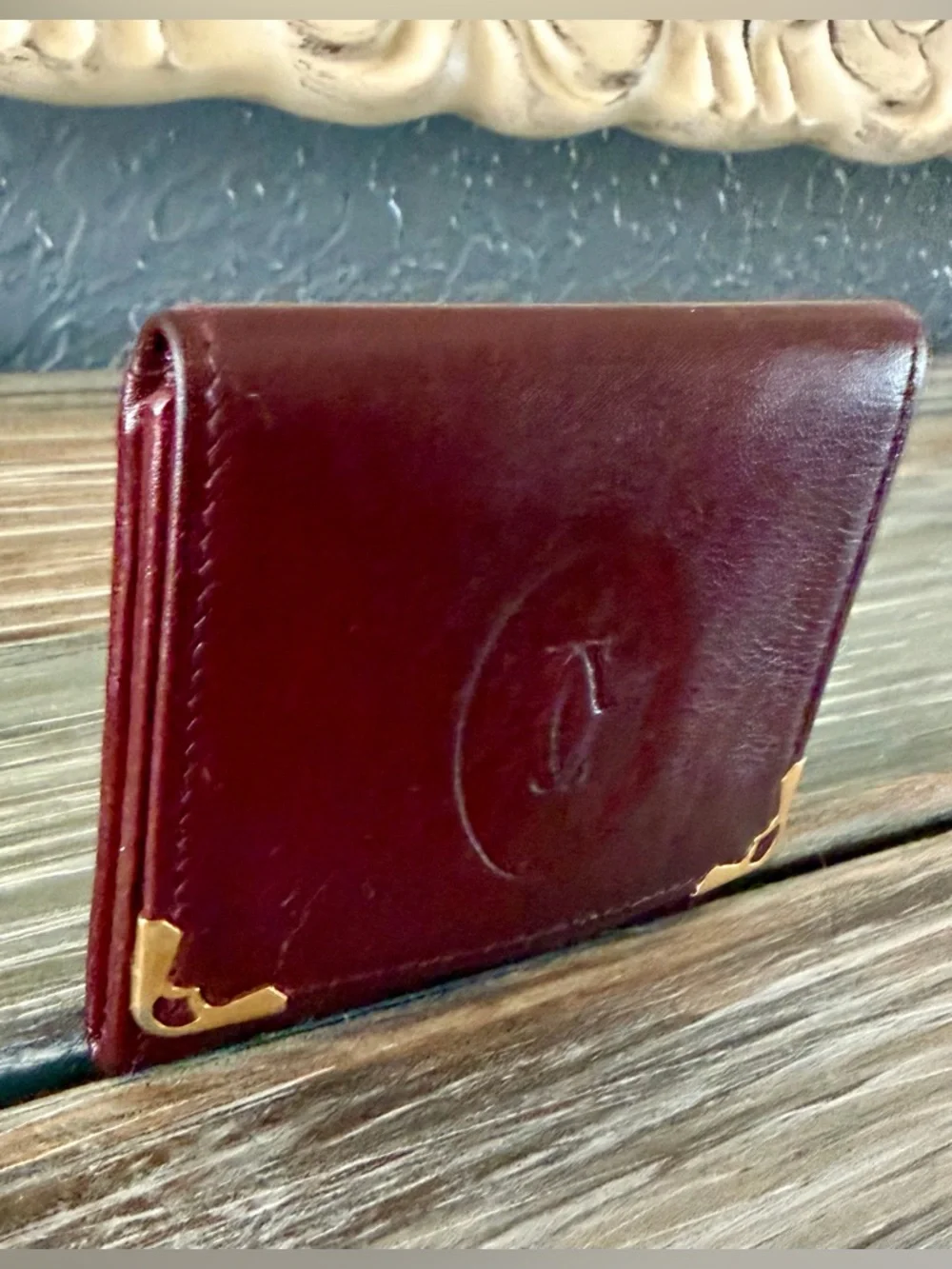 Cartier coin case square purse / wallet Must de Bordeaux 73184184